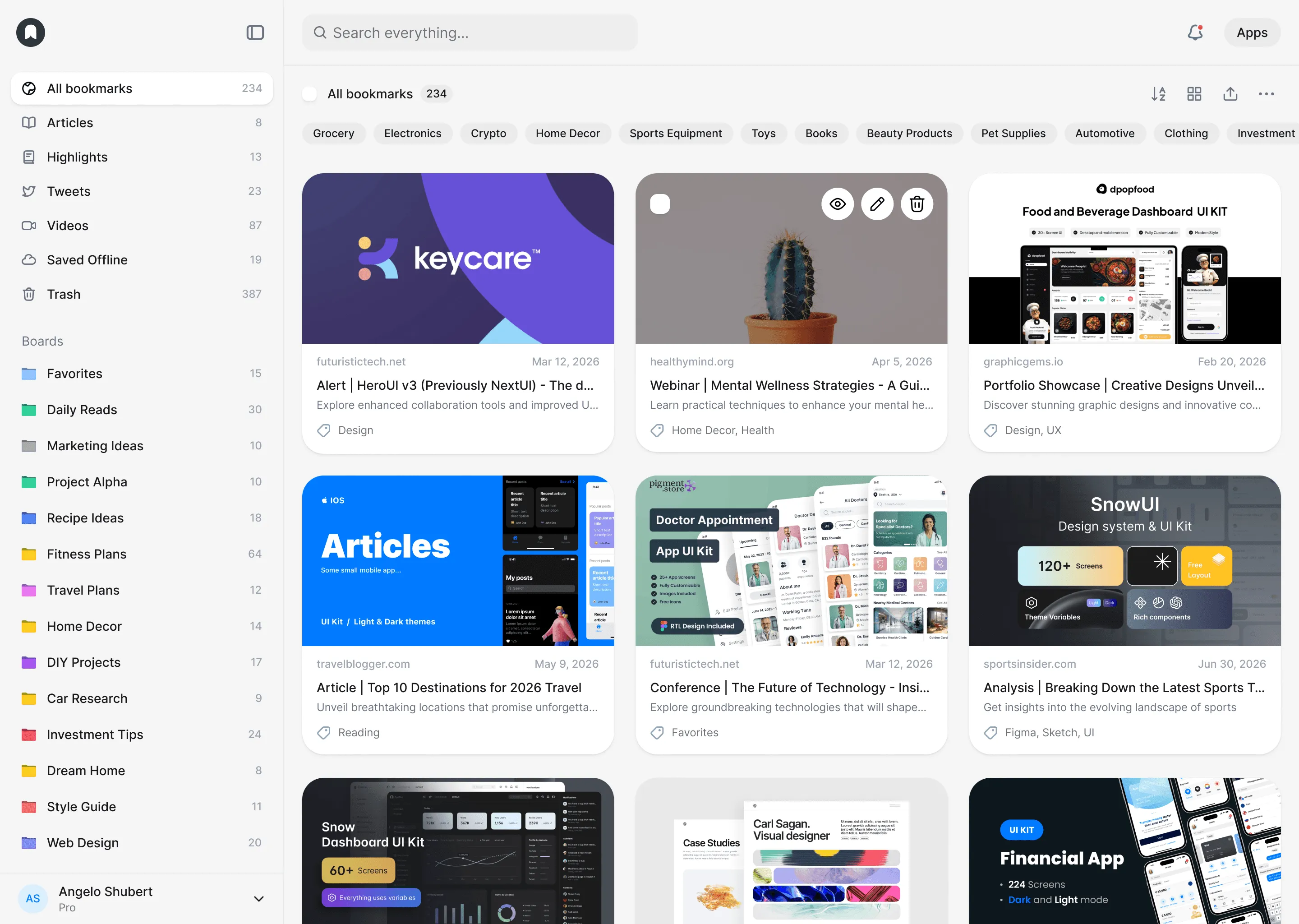 Marqly bookmark manager dashboard