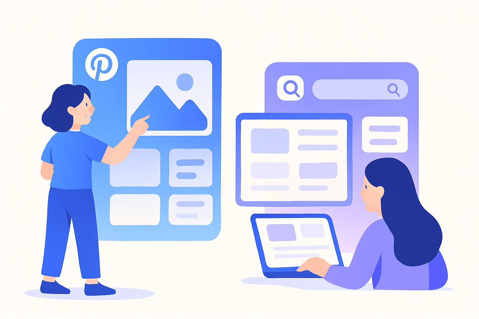 Pinterest vs Marqly: Pinterest is for inspiration, Marqly is for finding what you saved — illustration